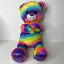 Build A Bear Tie Dye Bear Plush Bright Stuffed Animal BAB 16" Rainbow
