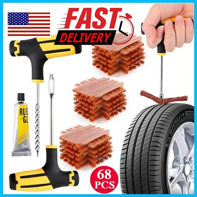 #ad #ad 68pc Tire Repair Kit DIY Flat Tire Repair Car Truck Motorcycle Home Plug Patch $8.95