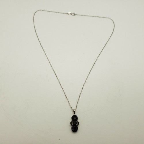 Neu KJC 925 Sterlingsilber vertikal schwarz Spinell Anhänger 18 Fuß Kette Halskette - Bild 2 von 10