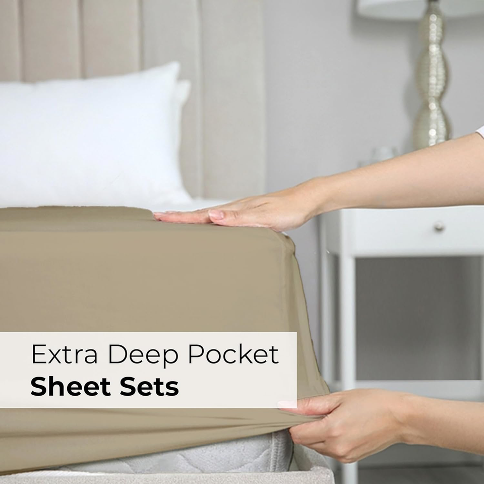 Extra Deep Queen Sheet Set 6 Piece Breathable and Cooling Sheets
