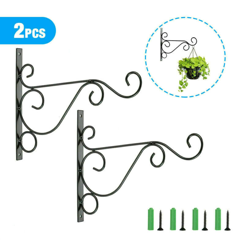 2Pcs Plant Hanger Bracket Metal Hanging Basket Flower Pot Wall Hanger