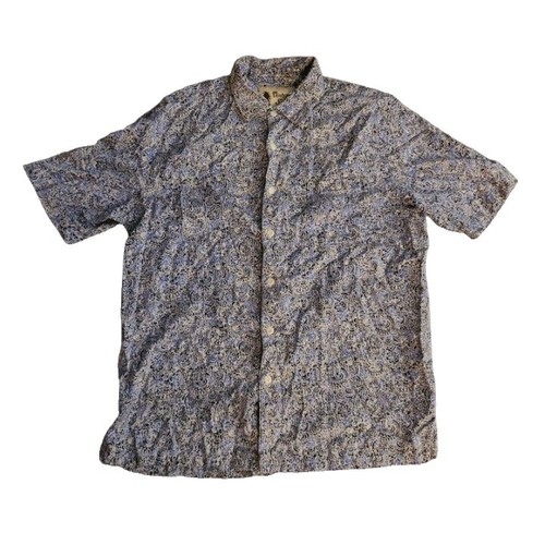 Chemise Hawaïenne Caribbean Joe Homme XL – 100% Soie, Vert à Motifs Feuilles, Manches Courtes