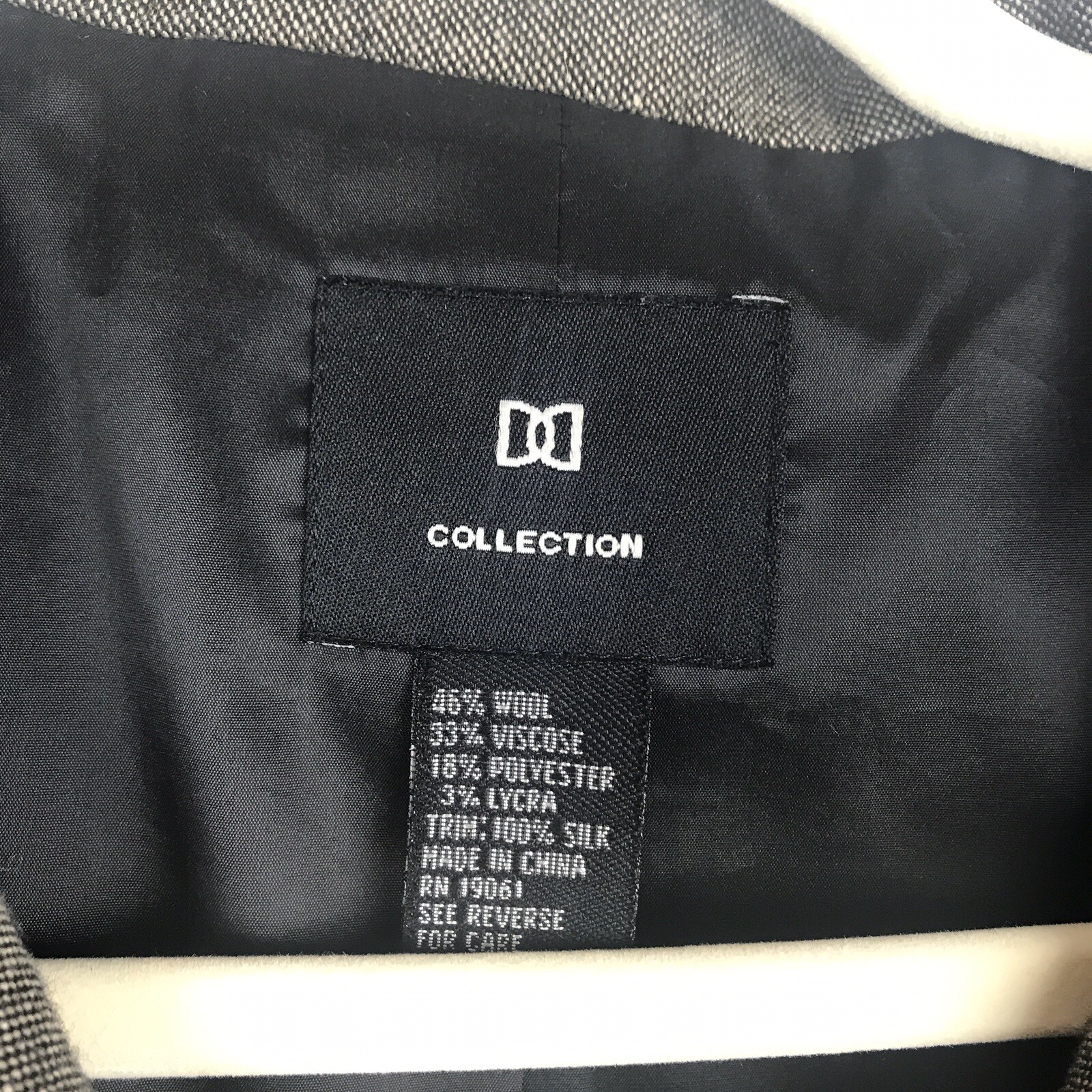 DD Collection Blazer Size 10 Wool Blend Silk Lined Gray Black Cropped 3 ...