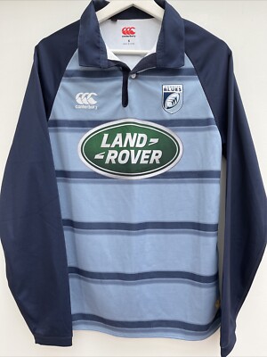 CARDIFF BLUES Rugby Shirt Canterbury Blue Long Sleeve Land Rover