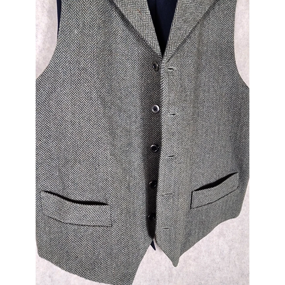 Chaleco FRONTIER CLASSICS Para Hombre Gris Vestido Occidental Muesca Solapa Mezcla Algodón Talla S Foto 3 de 4