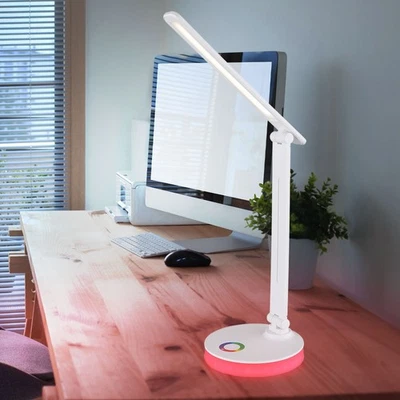 Beistellleuchte Schreibtischlampe Tischleuchte LED USB CCT RGB weiß Touchdimmer - Bild 1 von 4