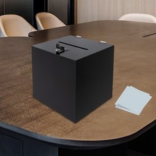 12*12*12in Black Deluxe Donation Box Tip Jar Ballot Suggestion With Lock USA