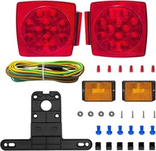 LED Red Tail Trailer Light kit, Wiring Harness,12V,Waterproof,Submersible,Side M