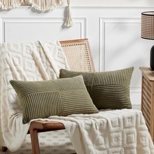 2 Packs Long Lumbar Decorative Throw Pillow 24" x 16" Pack of 2 Olive Green