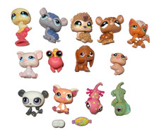 Littlest Pet Shop LPS Lot Of 13 Hedgehog Armadillos Pigs Cat Pigeon Crab Iguana