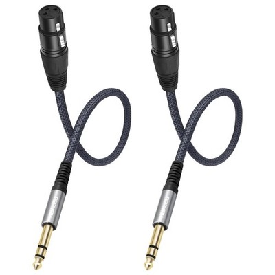 HUALEU 2 Pack 1/4 TRS Male to 3Pin XLR Female 1feet(2pack), To F