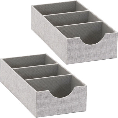 Narrow 3-Section Drawer Organizer Tray Set - Gray, 2 Pack