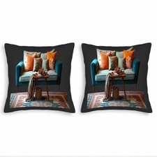 Set of 2 18x18in Throw Pillow Covers - Cozy Geometric Pattern Design