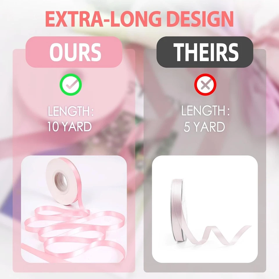 Rainbow Satin Ribbon, 12 Colors 3/8 Inch x 12 Rolls Total 120 Yards, Colorful Ri - Image 4 of 4