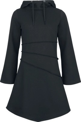 Black Premium by EMP Damen schwarzes kurzes Kleid mit Kapuze