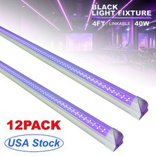 12 4FT Black Light Bar Fixtures Ultraviolet Lamp with US Plug for DJ Party Club