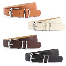 Womens Leather Belt, 4 Pcs Ladies Belts for Jeans with Alloy Buckle and 10 Ad...