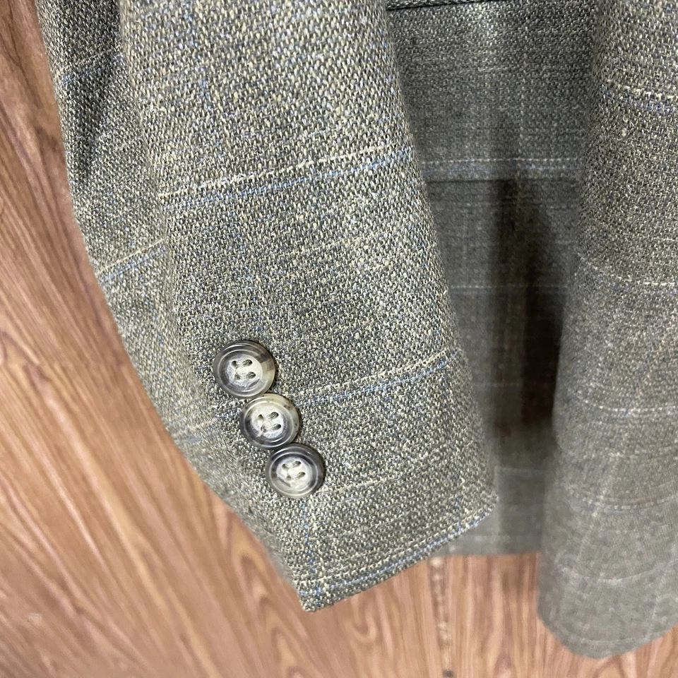 Abrigo Deportivo Jos A Bank Para Hombre 48L Verde Oliva Multicolor Cuadros Lana Tres Botones Foto 4 de 4