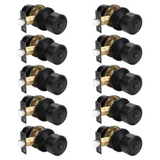 Privacy Interior Black Door Knob with Lock for Bedroom and Bathroom, Flat Ind...