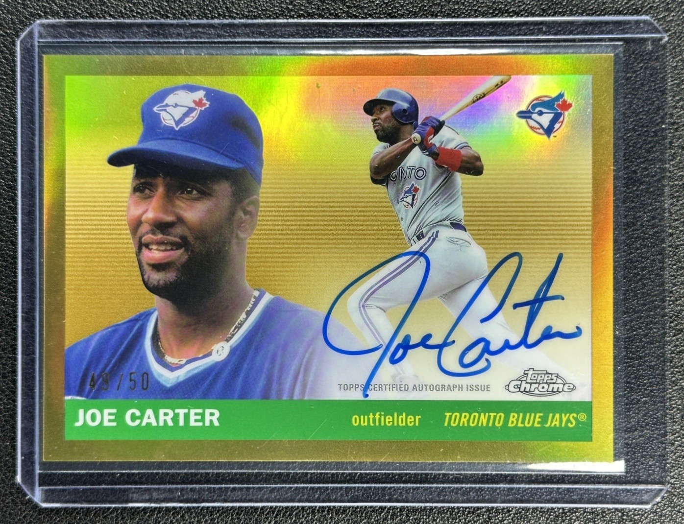 JOE CARTER 2025 TOPPS CHROME PLATINUM ANNIVERSARY AUTO GOLD REFRACTOR 49/50