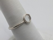 Delicate Sterling Silver 925 Faceted Crystal Ring Size 7.75