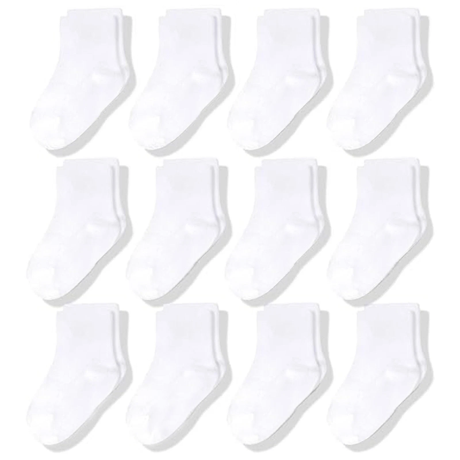 CozyWay Baby & Toddler Crew Socks - Stay-Put Fit with 3-5T, White