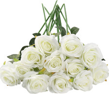 12 PCS Rose Finte Di Seta, Stelo Lungo Singolo, Fiori Di Rose Artificiali per Ma