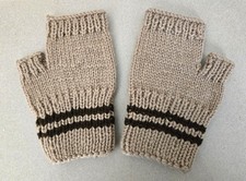 Handknit Fingerless Gloves - Beige  brown