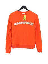 Warehouse Women's Hoodie XS Orange Cotton with Elastane, Polyester Pullover