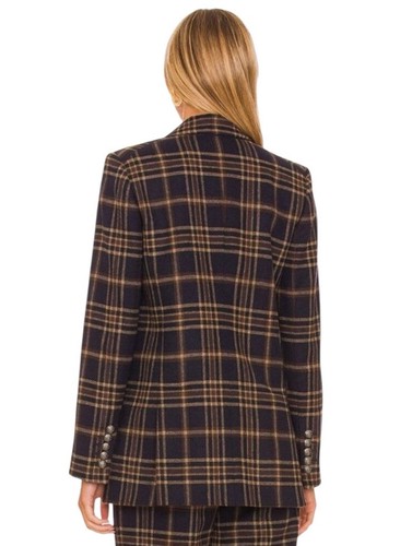 Veronica Beard Oria Dickey Double Basted Blazer Jacket Size 14 Navy Plaid Wool - Picture 9 of 23