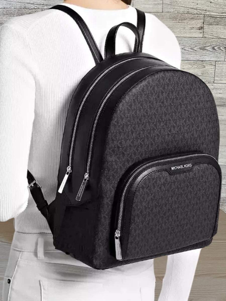 Michael Kors Jaycee Large Women MK Logo Zip Pocket Travel Backpack
