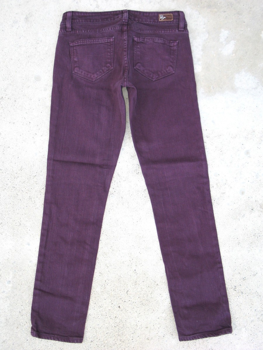 Paige Skyline Slim Skinny Ankle Jeans Women Sz 25 Burgundy