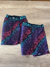 Lot of 2 Pair Adidas Purple Black Teal Padded Slider Shorts - Youth Medium