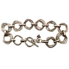 SILPADA 925 Sterling Silver Multi Ring Link Toggle Bracelet 8.25 Inches Long