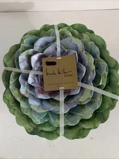 Nicole Miller Melamine 11" Floral Green and Lilac Nesting Serving Bowl Set of 4