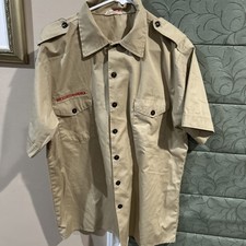 Boy Scout BSA UNIFORM SHIRT Men s Large Short Sleeve Tan P47