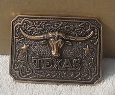 TEXAS LONGHORN BULL STEER WESTERN RODEO COWBOY BELT BUCKLE