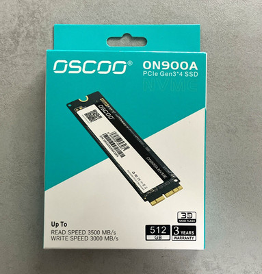 OSCOO ON900A 512GB M.2 NVMe PCIe Gen3x4 SSD 3D TLC 3500/3000MB/s