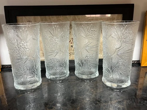 Tiara Indiana Glass Ponderosa Pine 18 oz Iced Tea Tumblers, Set of 4