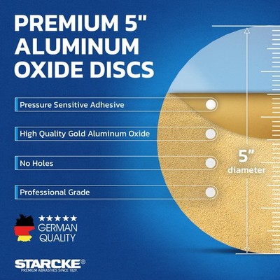 Starcke Premium 5 Inch PSA Gold Sanding Discs Aluminum Oxide
