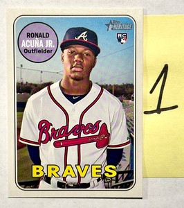 2018 Topps Heritage High Number Ronald Acuna Jr Ronald Acuña Jr #580 Rookie RC