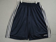 Adidas Shorts Mens Large Blue Dazzle Shiny Silky Heavy Lined Basketball Y2K