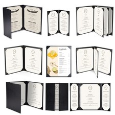 WeChef 5 Pack Leather Menu Covers 8.5x14"/8.5x11" / 5x9" Single Page Trifold