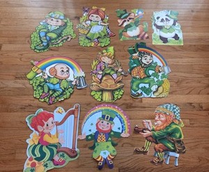 Lot of 10 Vtg St. Patrick's Day Die Cut Cutout Decorations 