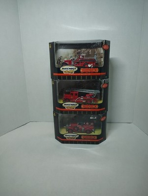 Matchbox ''vintage fire'' lot of 3- 1932 Ford AA open-cab fire engine, 1932...
