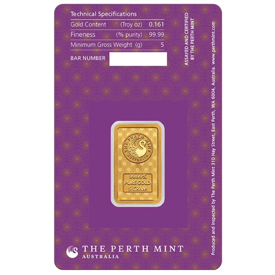 2025 Perth Mint Diwali Lakshmi 5 Gram Gold Minted Bar in Card - Image 2 of 4