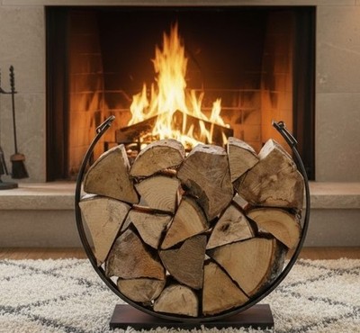 Großer Metall Brennholz Scheitholz Halter - Indoor/Outdoor Brennholz Lagerregal Display