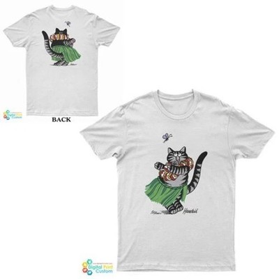 Retro Cat Hula Dance Graphic Tee Funny Vintage Style Unisex T-Shirt