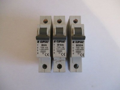 CLIPSAL TSB SORTIMENT B6 B16 B32 B40 10KA EINPOLIGE MCB SCHUTZSCHALTER