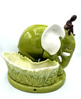 Vintage MCM Rare Royal Haeger Green Ceramic Elephant & Rider Planter Prior Lamp